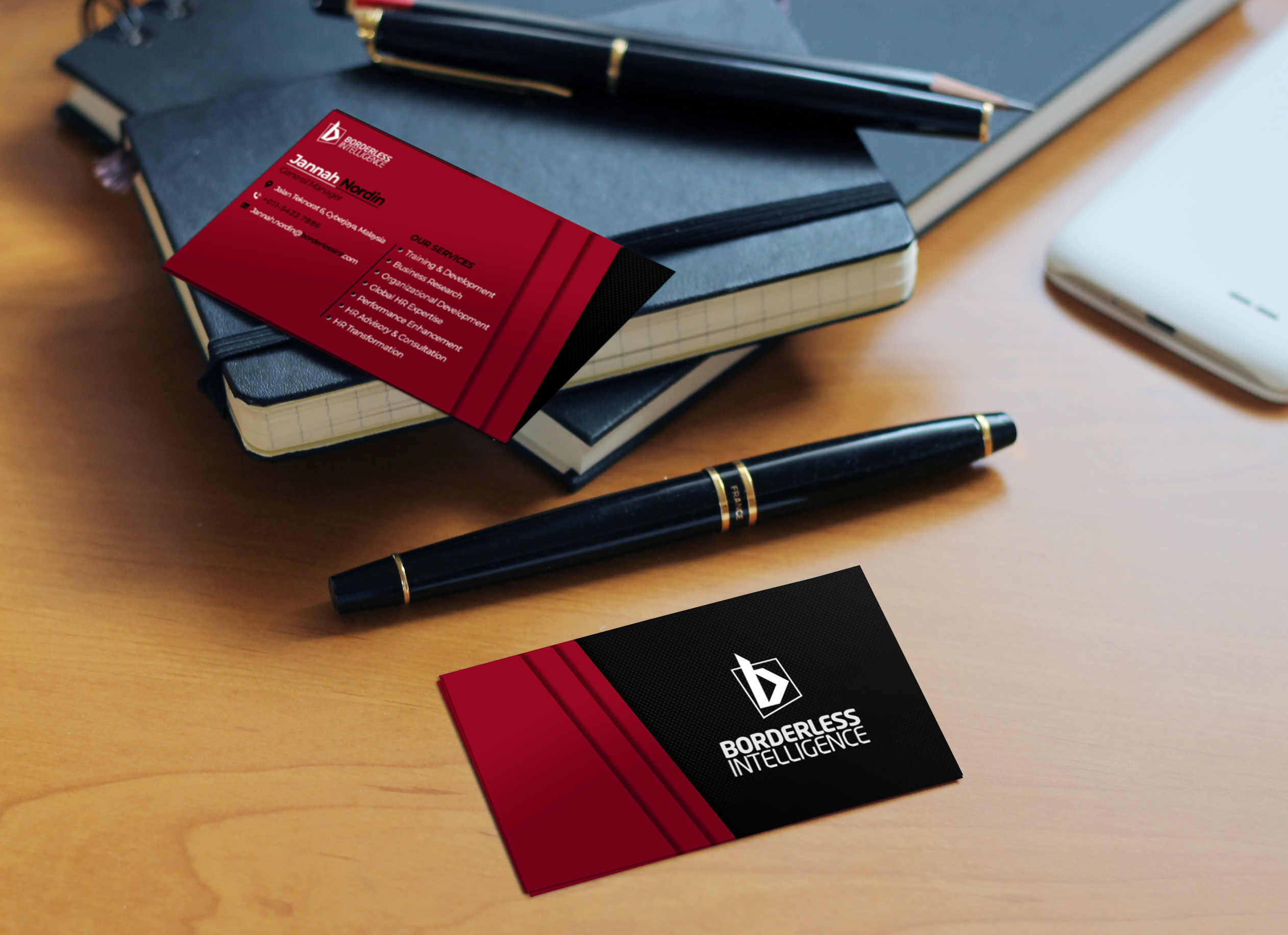 Borderless Intelligence business card design